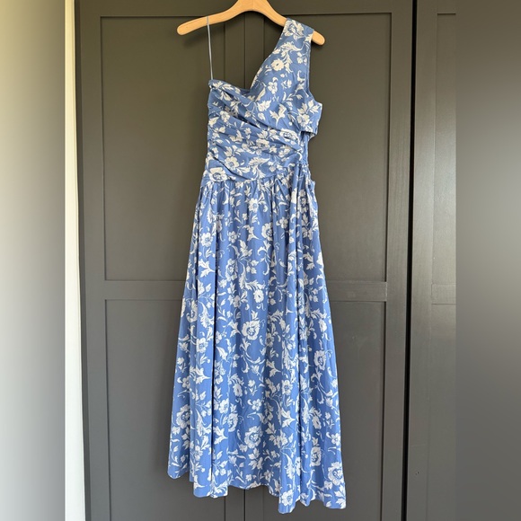 NWT • Abercrombie & Fitch One-Shoulder Cutout Maxi Floral Blue Dress • Size M - Picture 7 of 10
